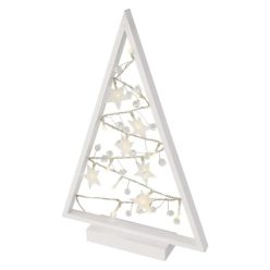   LED dekoráció – világító feldíszített karácsonyfa, 40 cm, 2x AA, beltéri, meleg fehér, id.