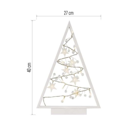 LED dekoráció – világító feldíszített karácsonyfa, 40 cm, 2x AA, beltéri, meleg fehér, id.