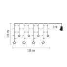 LED karácsonyi fényfüggöny – csillagok, 185x105 cm, beltéri, meleg fehér