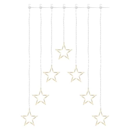 LED karácsonyi fényfüggöny – 7 csillag, 67x125cm, kültéri és beltéri, meleg fehér