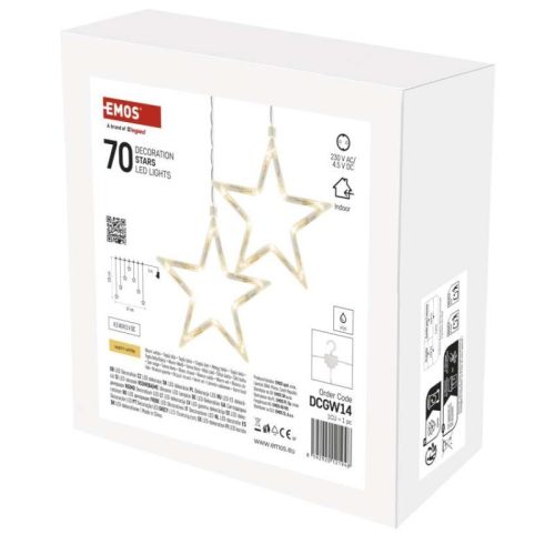 LED karácsonyi fényfüggöny – 7 csillag, 67x125cm, kültéri és beltéri, meleg fehér