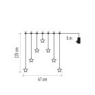 LED karácsonyi fényfüggöny – 7 csillag, 67x125cm, kültéri és beltéri, meleg fehér