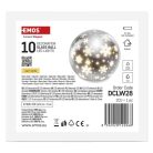 LED karácsonyi üveggömb – hópelyhek, 12 cm, 3x AA, beltéri, meleg fehér, időzítő