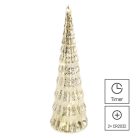 LED-es üveg karácsonyfa, 27 cm, 2x CR2032, beltéri, meleg fehér, időzítő
