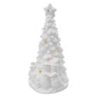 Kerámia LED-es fa hóemberekkel, 33,5 cm, 2x AA, meleg fehér, időzítő
