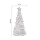 Kerámia LED-es fa hóemberekkel, 33,5 cm, 2x AA, meleg fehér, időzítő
