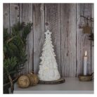 Kerámia LED-es fa hóemberekkel, 33,5 cm, 2x AA, meleg fehér, időzítő