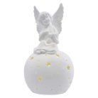 LED kerámia angyal, 29 cm, 2x AA, meleg fehér, időzítő