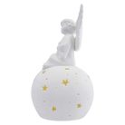 LED kerámia angyal, 29 cm, 2x AA, meleg fehér, időzítő