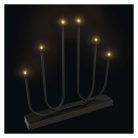 LED gyertyatartó, fém, fekete, 40 cm, 2x AA, beltéri, meleg fehér
