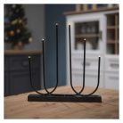 LED gyertyatartó, fém, fekete, 40 cm, 2x AA, beltéri, meleg fehér