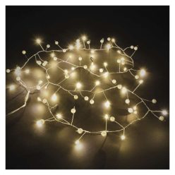   LED fényfüzér - gyöngyök, 1,2 m, 3x AA, beltéri, meleg fehér, időzítő