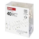 LED fényfüzér - gyöngyök, 1,2 m, 3x AA, beltéri, meleg fehér, időzítő