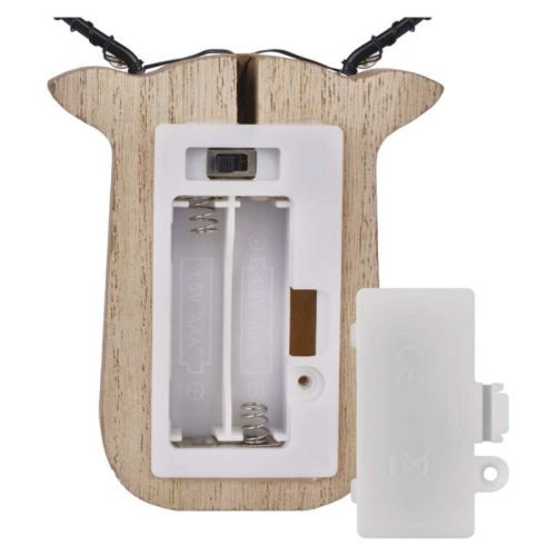 LED dekoráció, fa -rénszarvas, 16 cm, 2x AAA, beltéri, meleg fehér, időzítő, 12db, display
