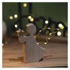 LED dekoráció, fa -angyal, 13 cm, 2x AAA, beltéri, meleg fehér, időzítő