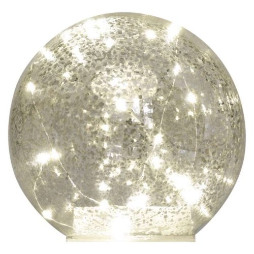LED karácsonyi üveggömb - arany, 15 cm, 3x AA, beltéri, meleg fehér, időzítő