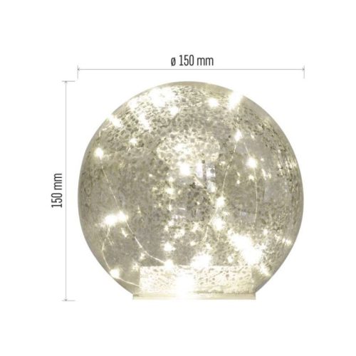 LED karácsonyi üveggömb - arany, 15 cm, 3x AA, beltéri, meleg fehér, időzítő