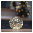 LED karácsonyi üveggömb - arany, 15 cm, 3x AA, beltéri, meleg fehér, időzítő