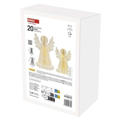 Karácsonyi papír angyalok állvánnyal, 2 db, 28/38 cm, belső