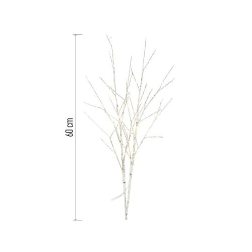 LED dekoráció - 2 db nyírfaág, 60 cm, 3 db AA, kültéri és beltéri, meleg fehér, időzítővel