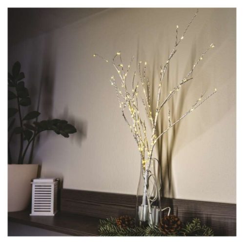 LED dekoráció - 2 db nyírfaág, 60 cm, 3 db AA, kültéri és beltéri, meleg fehér, időzítővel