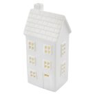 LED kerámia házikó, 16 cm, 1x CR2032, beltéri, meleg fehér, időzítő