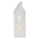 LED kerámia házikó, 16 cm, 1x CR2032, beltéri, meleg fehér, időzítő