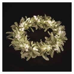   LED dekoráció - fagyöngy koszorú, 3x AA, meleg fehér, időzítő