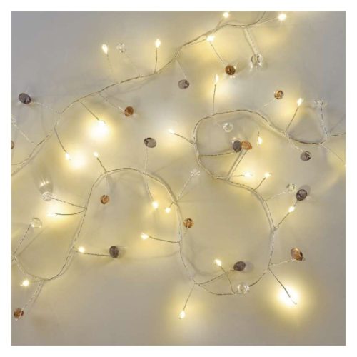 LED fényfüzér - kavics, 1,2 m, 3x AA, beltéri, meleg fehér, időzítő