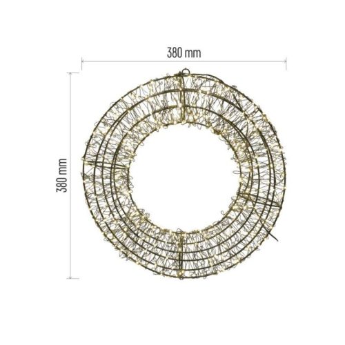 LED karácsonyi koszorú, 480 LED, külső és belső, meleg fehér