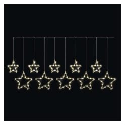   LED karácsonyi függöny – csillagok, 190x50 cm, kültéri és beltéri használatra, meleg fehér