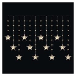   LED karácsonyi függöny – csillagok, 170x85 cm, 3x AA elem, IP44, meleg fehér, időzítő