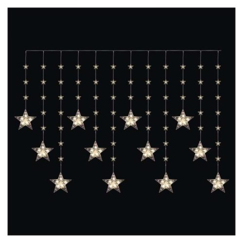 LED karácsonyi függöny – csillagok, 170x85 cm, 3x AA elem, IP44, meleg fehér, időzítő