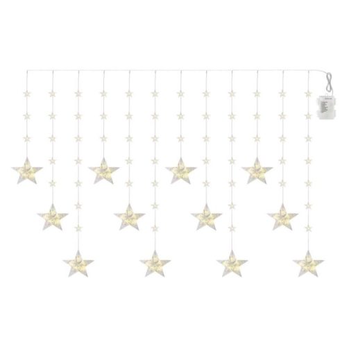 LED karácsonyi függöny – csillagok, 170x85 cm, 3x AA elem, IP44, meleg fehér, időzítő
