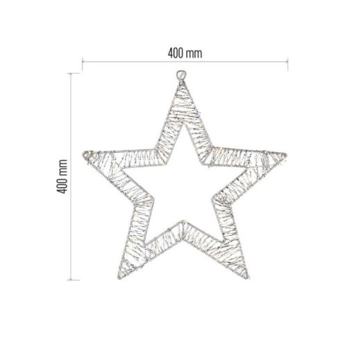 LED-dísz – függő csillag, 3xAA, meleg fehér, időzítő