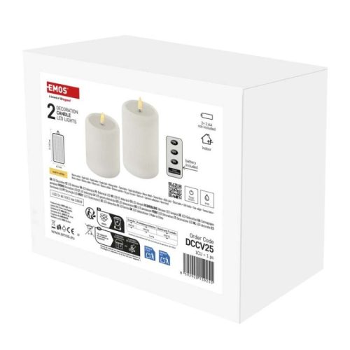 LED-dísz – 2 db viaszgyertya valósághű lánggal, 4 db AA elem, meleg fehér fény, időzítő
