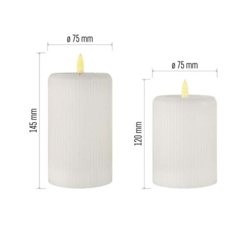 LED-dísz – 2 db viaszgyertya valósághű lánggal, 4 db AA elem, meleg fehér fény, időzítő