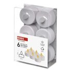 LED dekoráció – 6x teamécses, fehér, 6x CR2032, beltéri, vintage