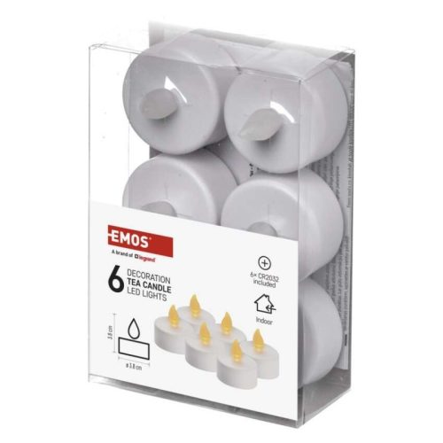 LED dekoráció – 6x teamécses, fehér, 6x CR2032, beltéri, vintage