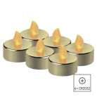 LED dekoráció – 6x teamécses, arany, 6x CR2032, beltéri, vintage