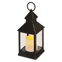   LED dekoráció – lámpa, antik, fekete, villogó, 3x AAA, beltéri, vintage, időzítő