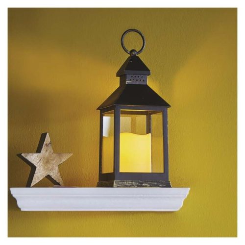 LED dekoráció – lámpa, antik, fekete, villogó, 3x AAA, beltéri, vintage, időzítő