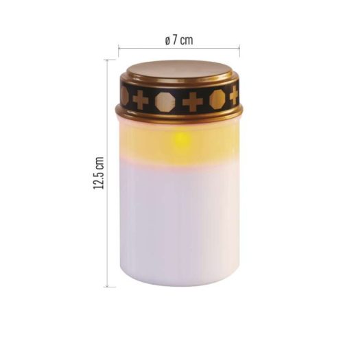LED temetői mécses, 12,5 cm, 2x C, kültéri és beltéri, vintage, időzítő