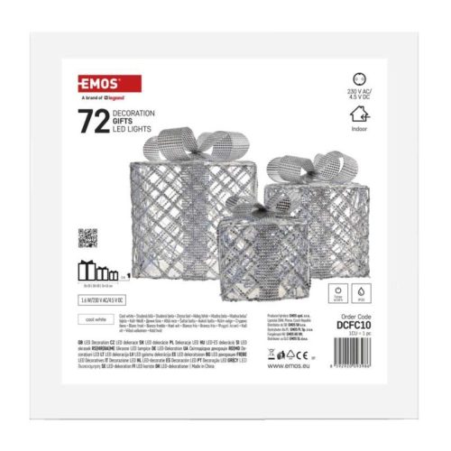LED ajándékok, 3 méret, beltéri, hideg fehér, időzítő
