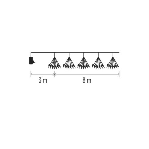 LED fényfüzér – fürtök, nano, 8 m, beltéri, hideg fehér, időzítő