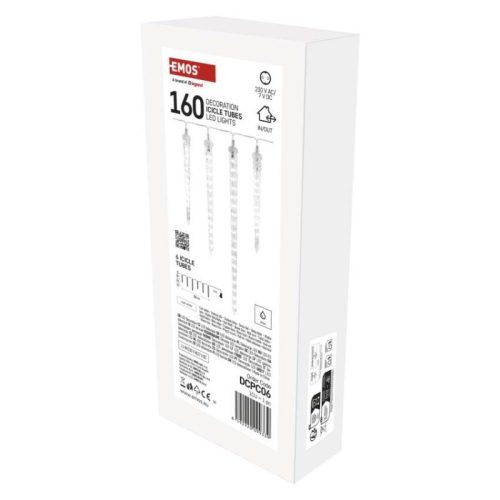 LED karácsonyi girland – jégcsapok, 6 db, 2 m, kültérre és beltérre, hideg fehér