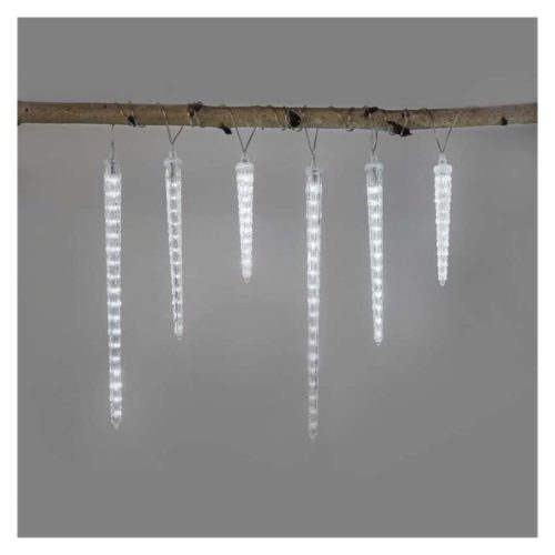 LED karácsonyi girland – jégcsapok, 6 db, 2 m, kültérre és beltérre, hideg fehér