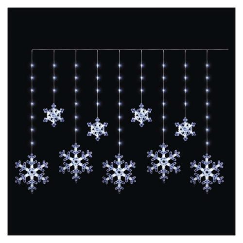 LED karácsonyi függöny – hópelyhek, 160x95 cm, IP44, hideg fehér, időzítő