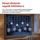 LED karácsonyi függöny – hópelyhek, 160x95 cm, IP44, hideg fehér, időzítő