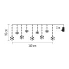 LED karácsonyi függöny – hópelyhek, 160x95 cm, IP44, hideg fehér, időzítő